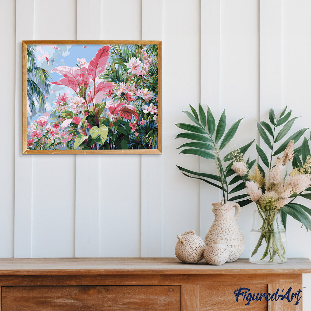 Malen nach Zahlen 40x50cm ohne Keilrahmen Figured’Art Tropische Rosenblüte - Kidis Art