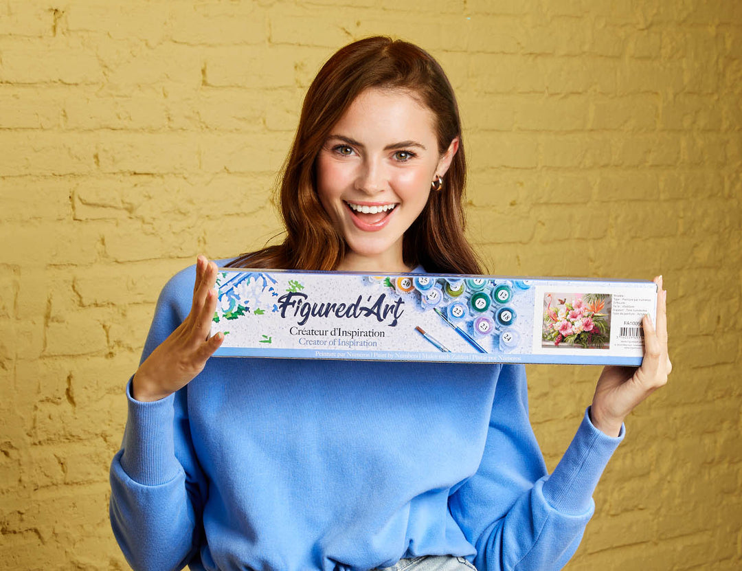 Malen nach Zahlen 40x50cm ohne Keilrahmen Figured’Art Hibiskus und Flamingo