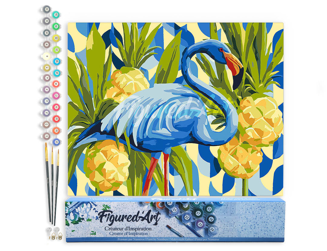 Malen nach Zahlen 40x50cm ohne Keilrahmen Figured’Art Blauer Flamingo - Kidis Art