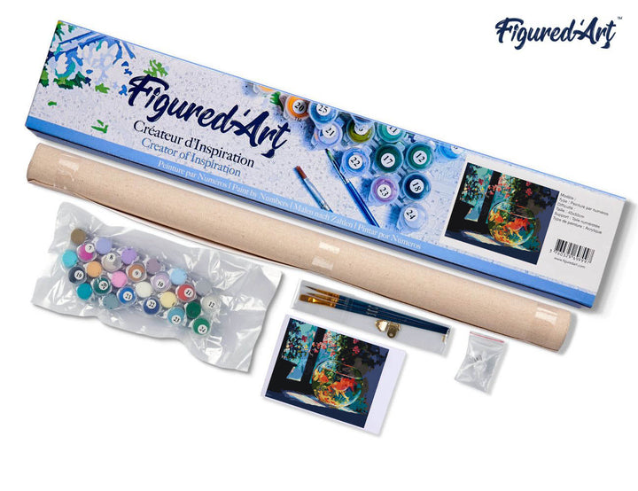 Malen nach Zahlen 40x50cm ohne Keilrahmen Figured’Art Sonniges Aquarium