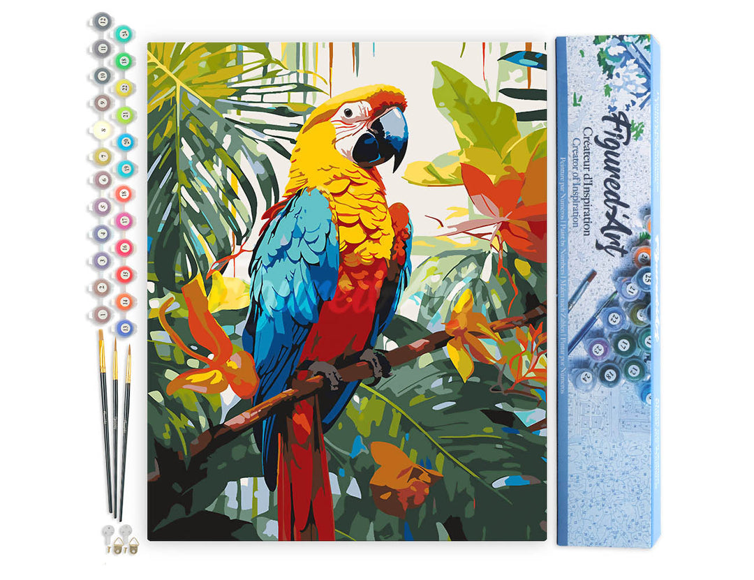Malen nach Zahlen 40x50cm ohne Keilrahmen Figured’Art Tropischer Ara