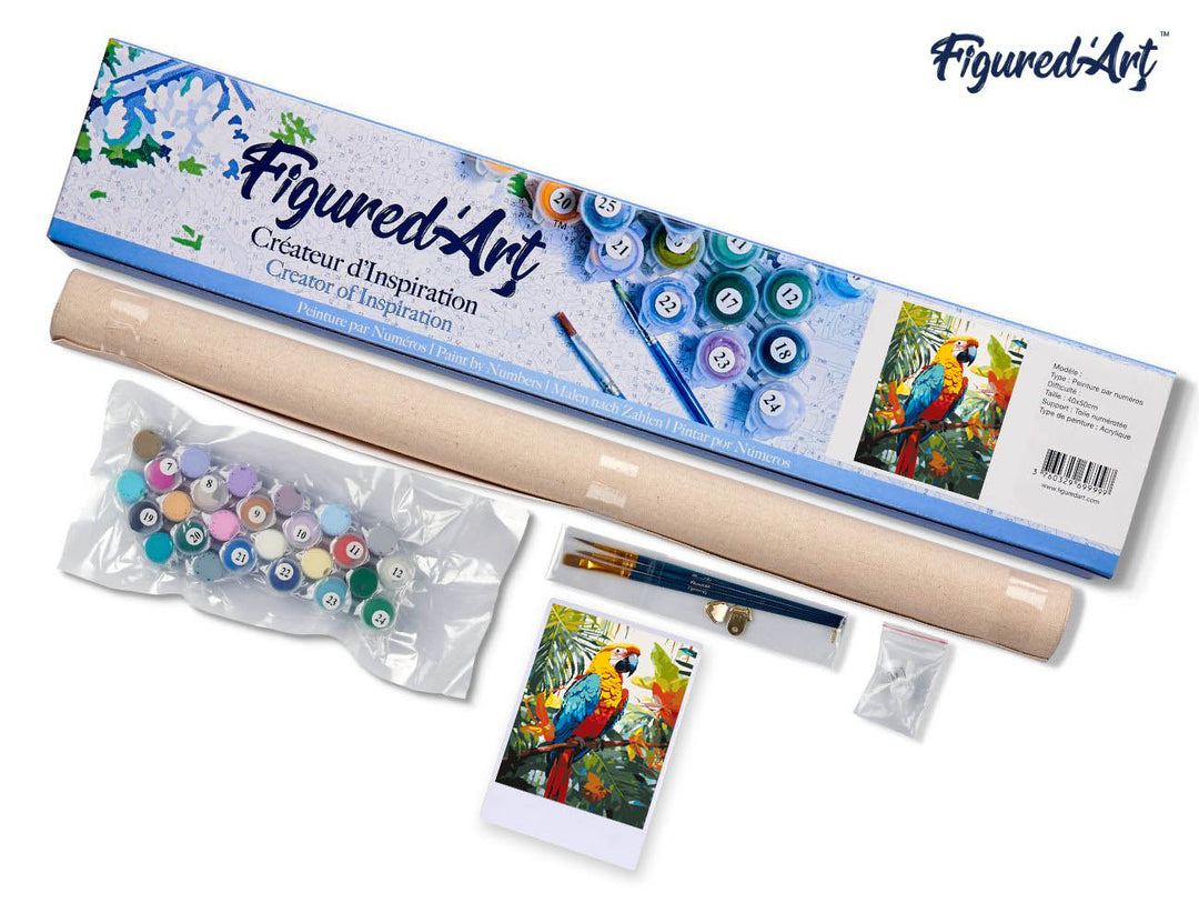 Malen nach Zahlen 40x50cm ohne Keilrahmen Figured’Art Tropischer Ara