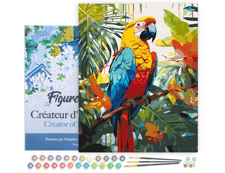 Malen nach Zahlen 40x50cm auf Keilrahmen gespannt Figured’Art Tropischer Ara - Kidis Art