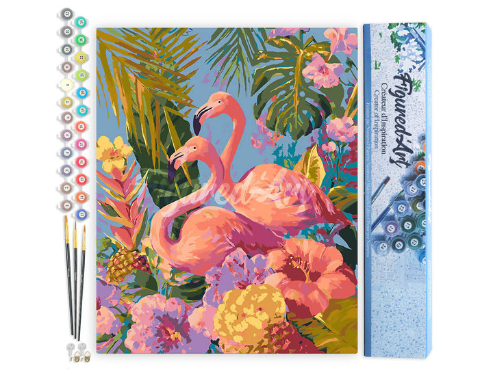 Malen nach Zahlen 40x50cm ohne Keilrahmen Figured’Art Zwillingsflamingos