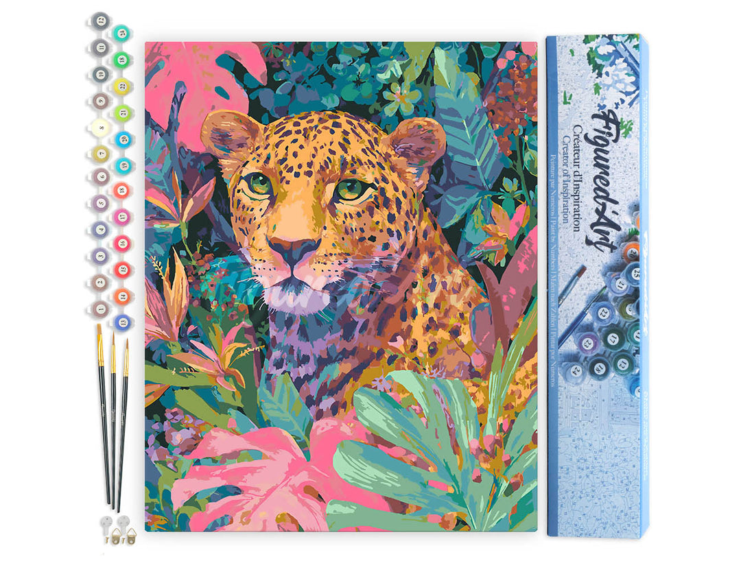 Malen nach Zahlen 40x50cm ohne Keilrahmen Figured’Art Tropischer Leopard