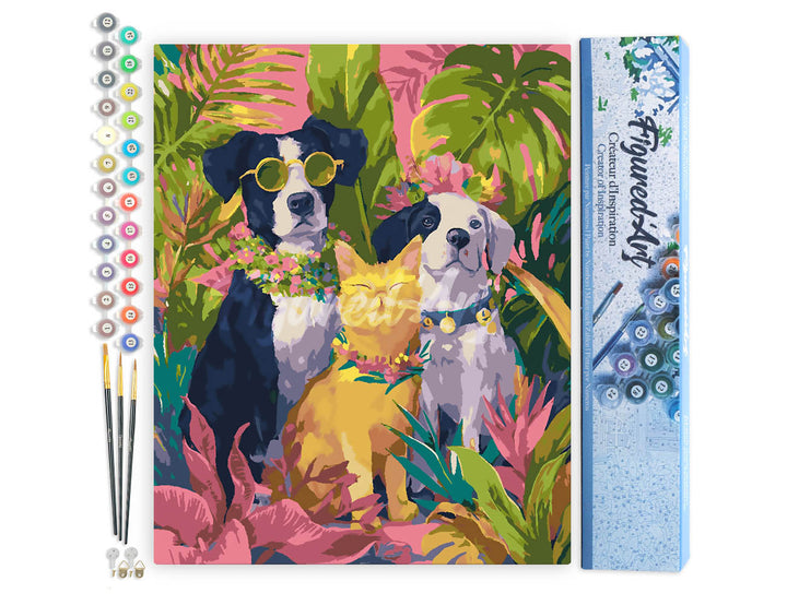 Malen nach Zahlen 40x50cm ohne Keilrahmen Figured’Art Tier-Trio in den Tropen