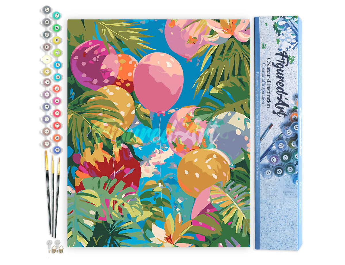 Malen nach Zahlen 40x50cm ohne Keilrahmen Figured’Art Dschungel-Ballons - Kidis Art
