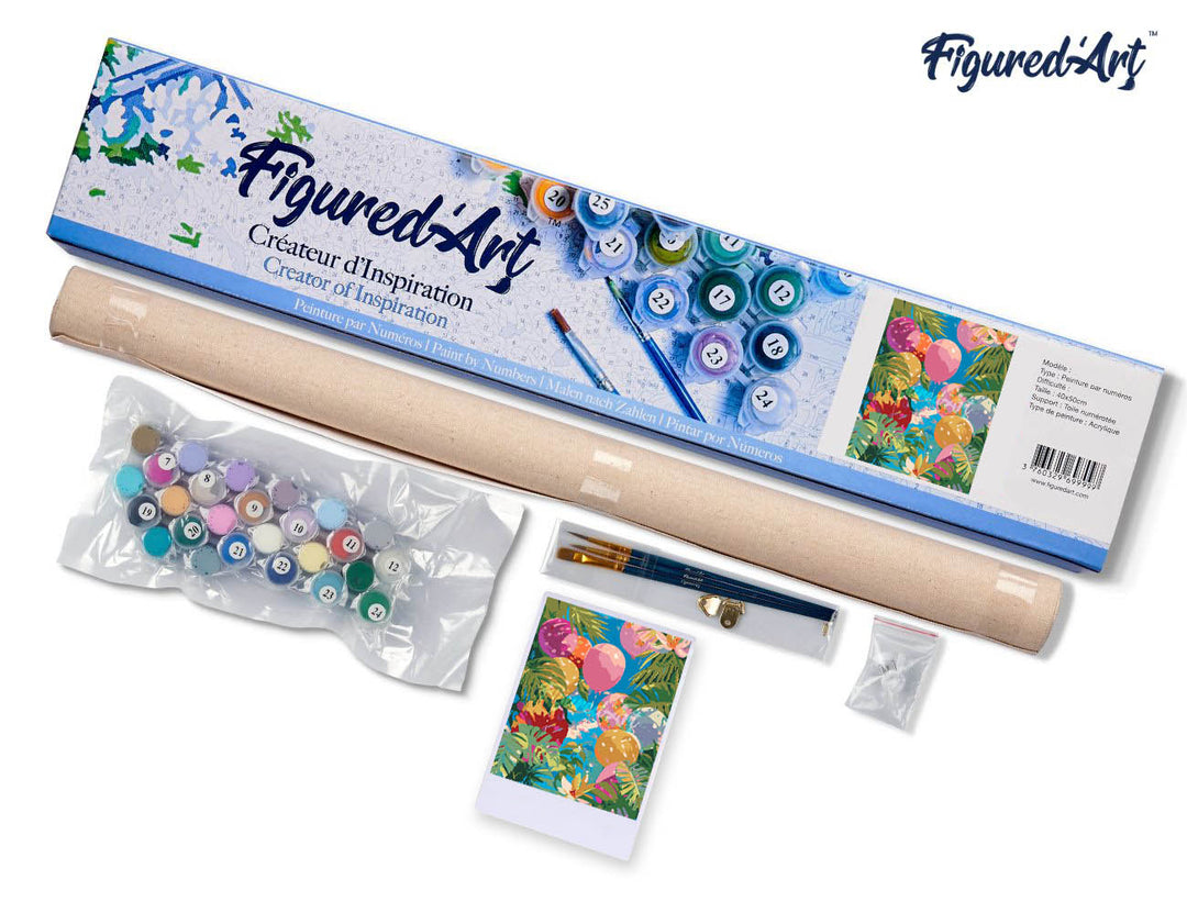 Malen nach Zahlen 40x50cm ohne Keilrahmen Figured’Art Dschungel-Ballons