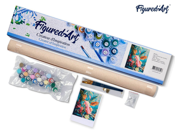 Malen nach Zahlen 40x50cm ohne Keilrahmen Figured’Art Dschungelblumen