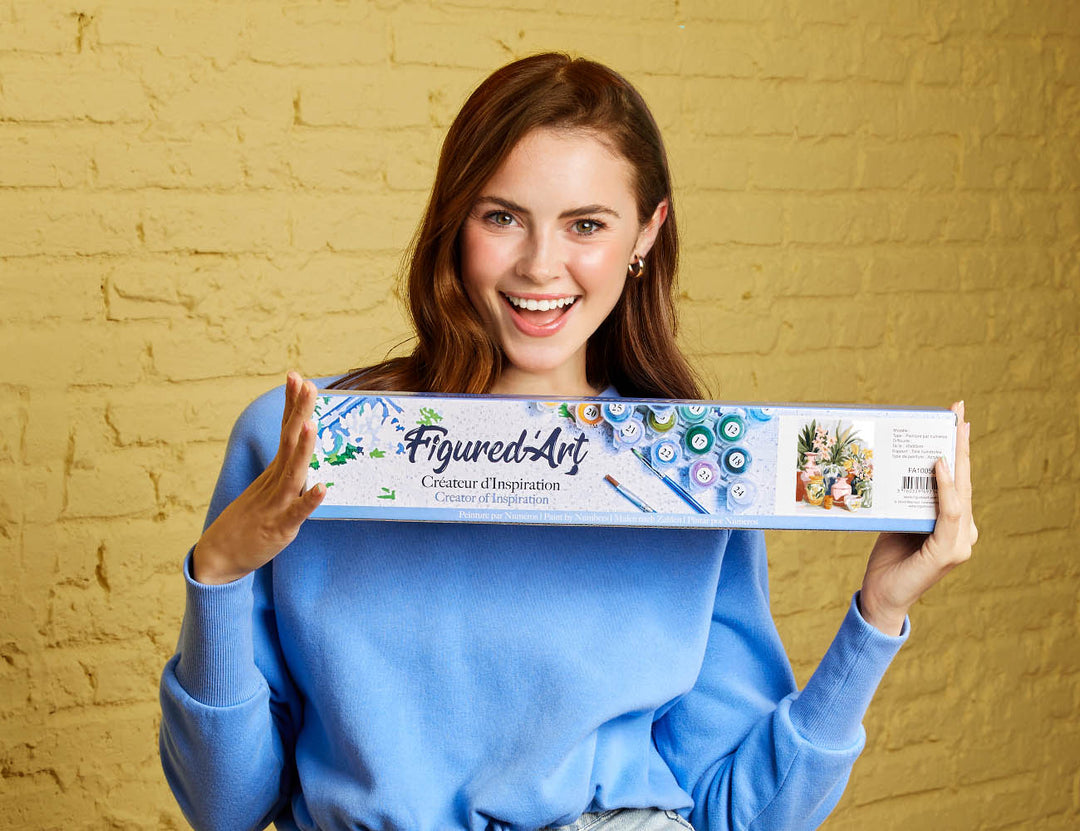 Malen nach Zahlen 40x50cm ohne Keilrahmen Figured’Art Töpferwaren und Blumen