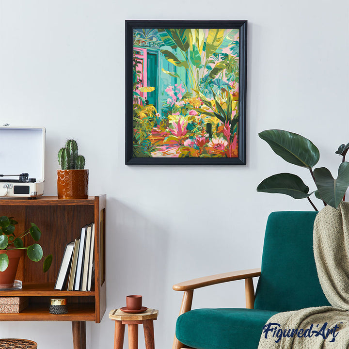 Malen nach Zahlen 40x50cm auf Keilrahmen gespannt Figured’Art Tropische Tür - Kidis Art