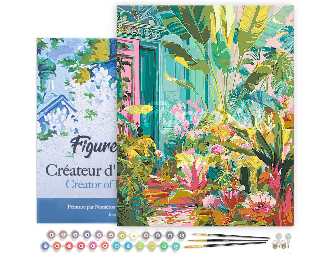 Malen nach Zahlen 40x50cm auf Keilrahmen gespannt Figured’Art Tropische Tür - Kidis Art