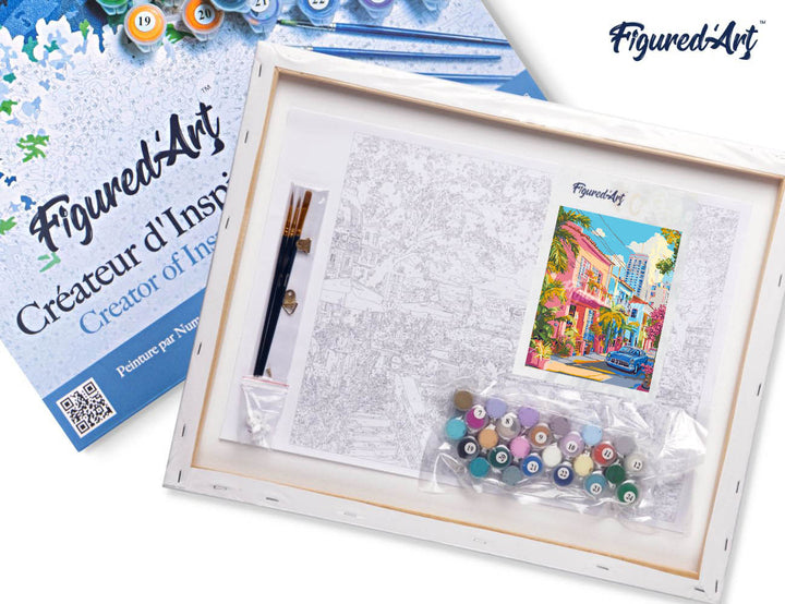 Malen nach Zahlen 40x50cm auf Keilrahmen gespannt Figured’Art Bunte Straße