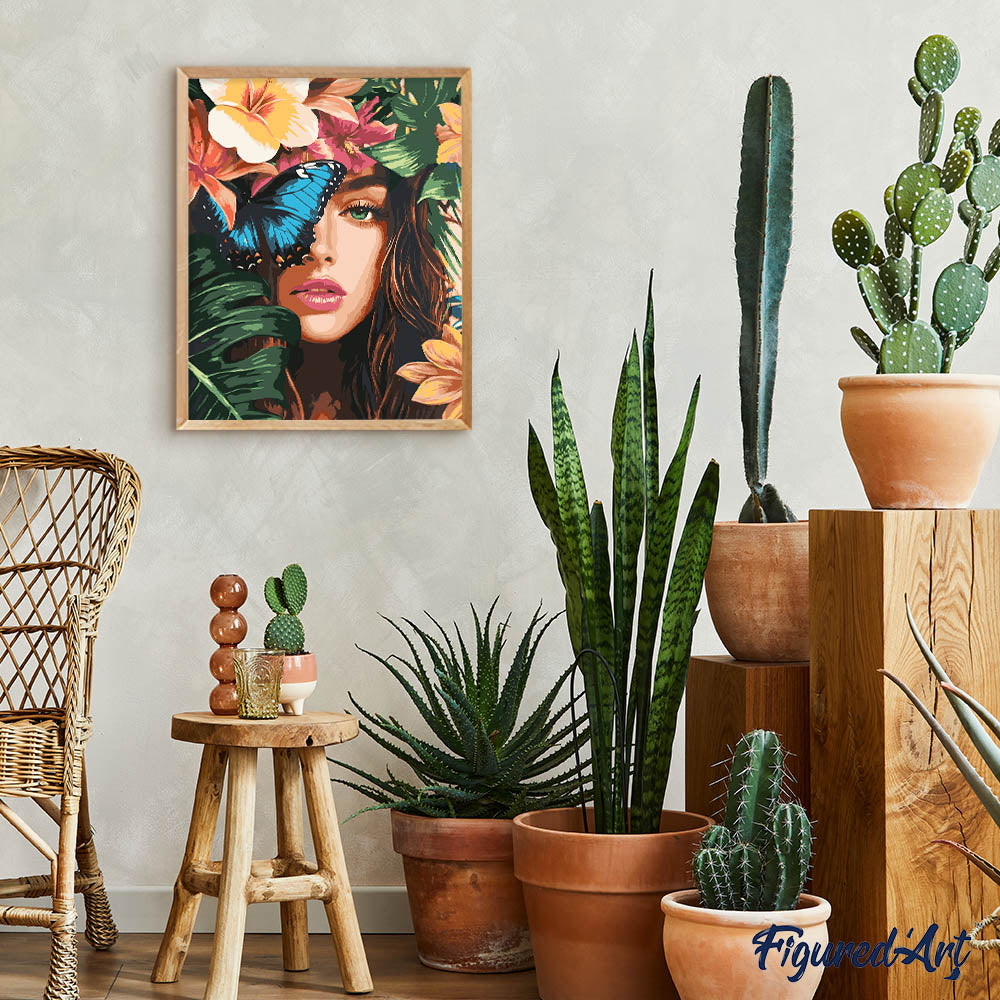 Malen nach Zahlen 40x50cm ohne Keilrahmen Figured’Art Tropische Schönheit