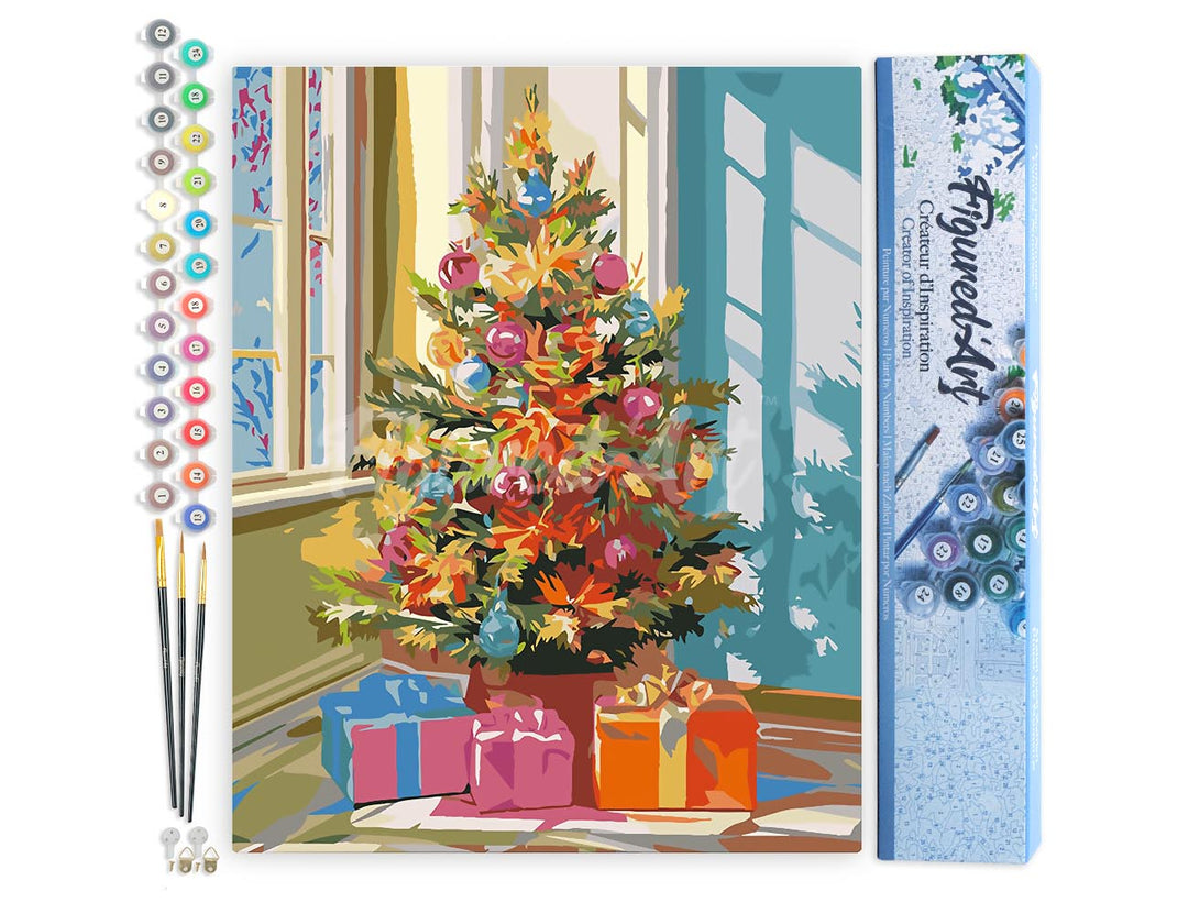 Malen nach Zahlen 40x50cm ohne Keilrahmen Figured’Art Leuchtender Weihnachtsbaum