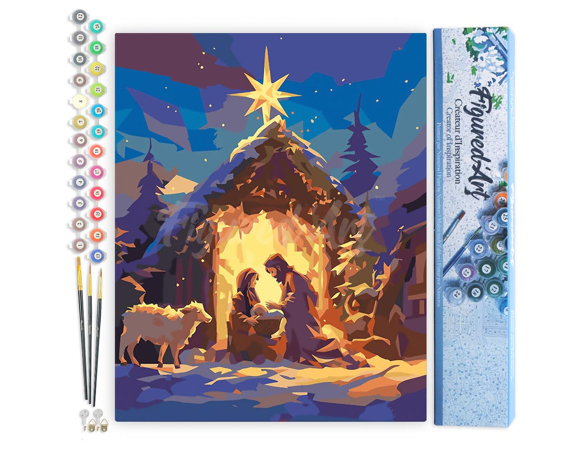 Malen nach Zahlen 40x50cm ohne Keilrahmen Figured’Art Stille Nacht - Kidis Art