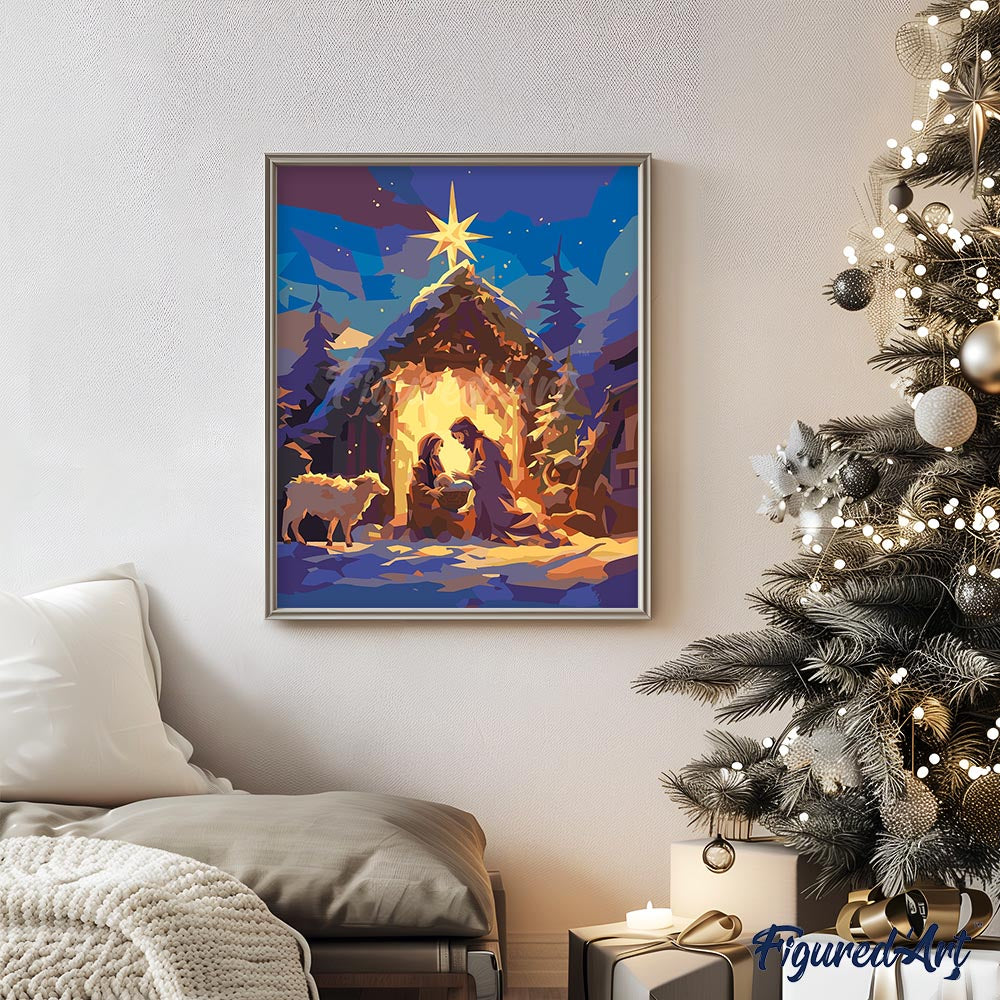 Malen nach Zahlen 40x50cm auf Keilrahmen gespannt Figured’Art Stille Nacht - Kidis Art