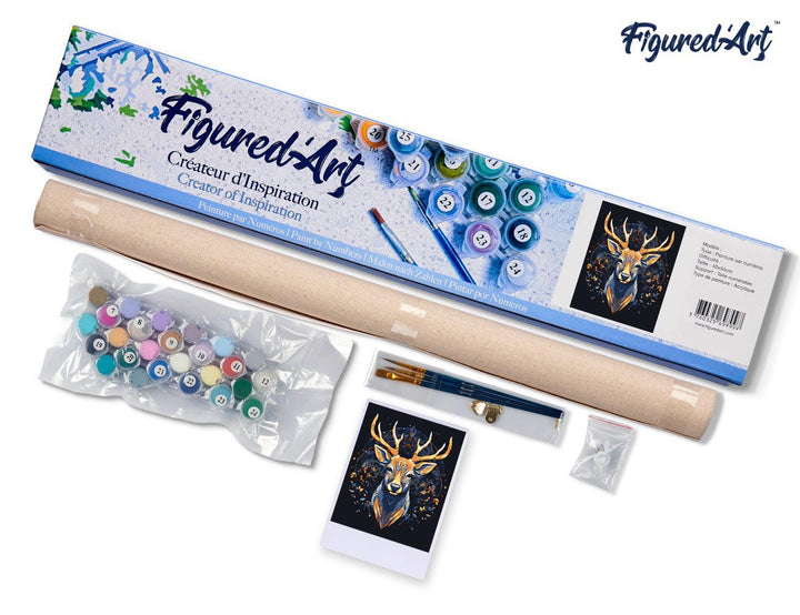 Malen nach Zahlen 40x50cm ohne Keilrahmen Figured’Art Majestätisches Rentier