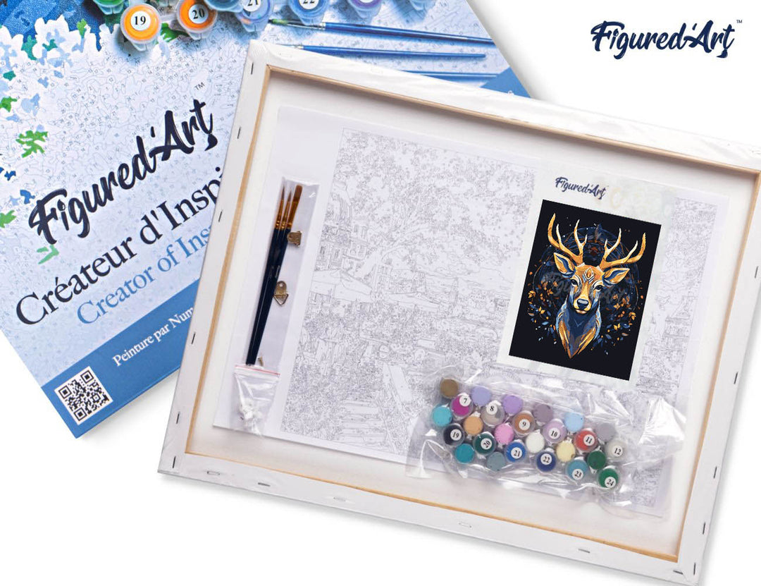 Malen nach Zahlen 40x50cm auf Keilrahmen gespannt Figured’Art Majestätisches Rentier