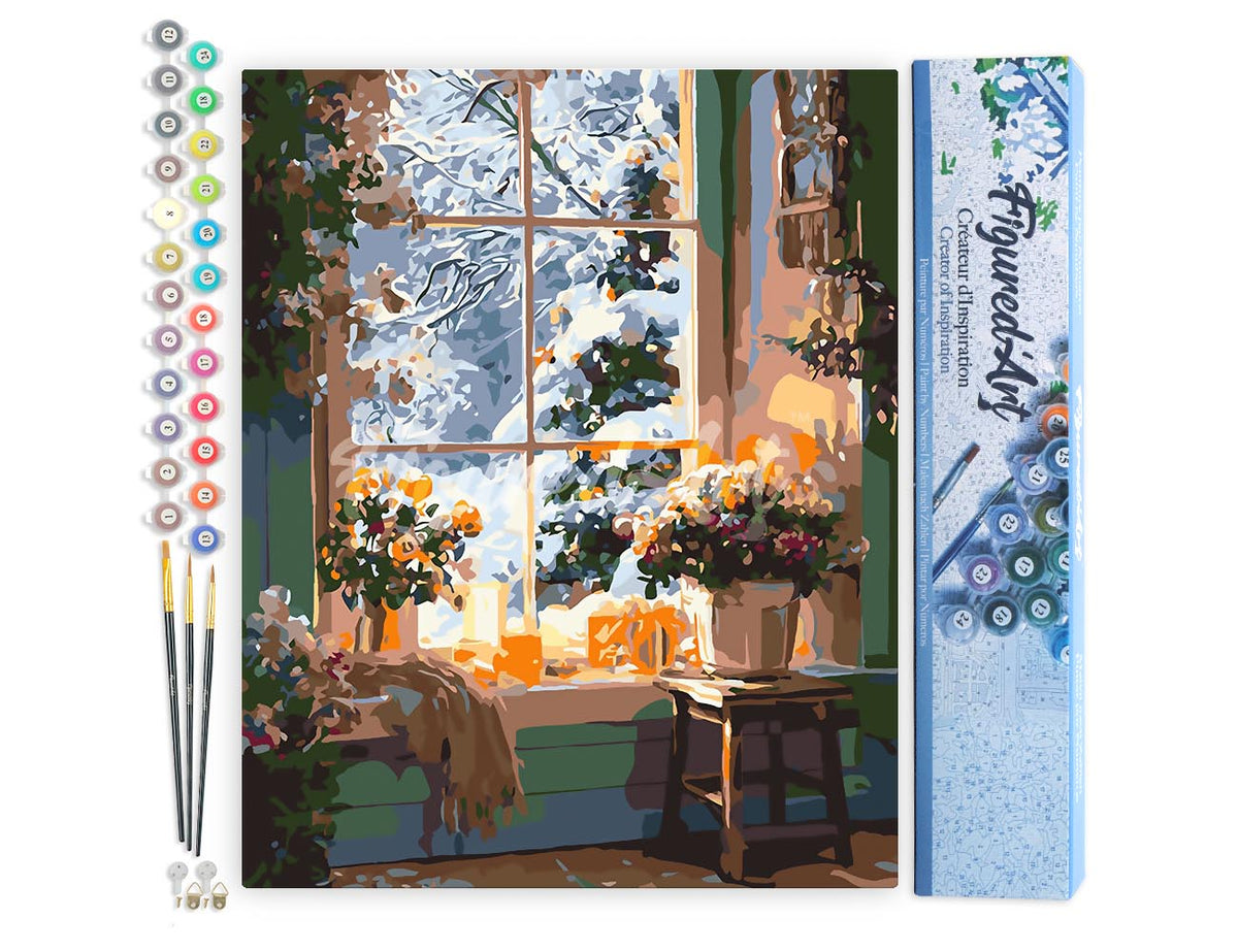 Malen nach Zahlen 40x50cm ohne Keilrahmen Figured’Art Romantischer Winter - Kidis Art