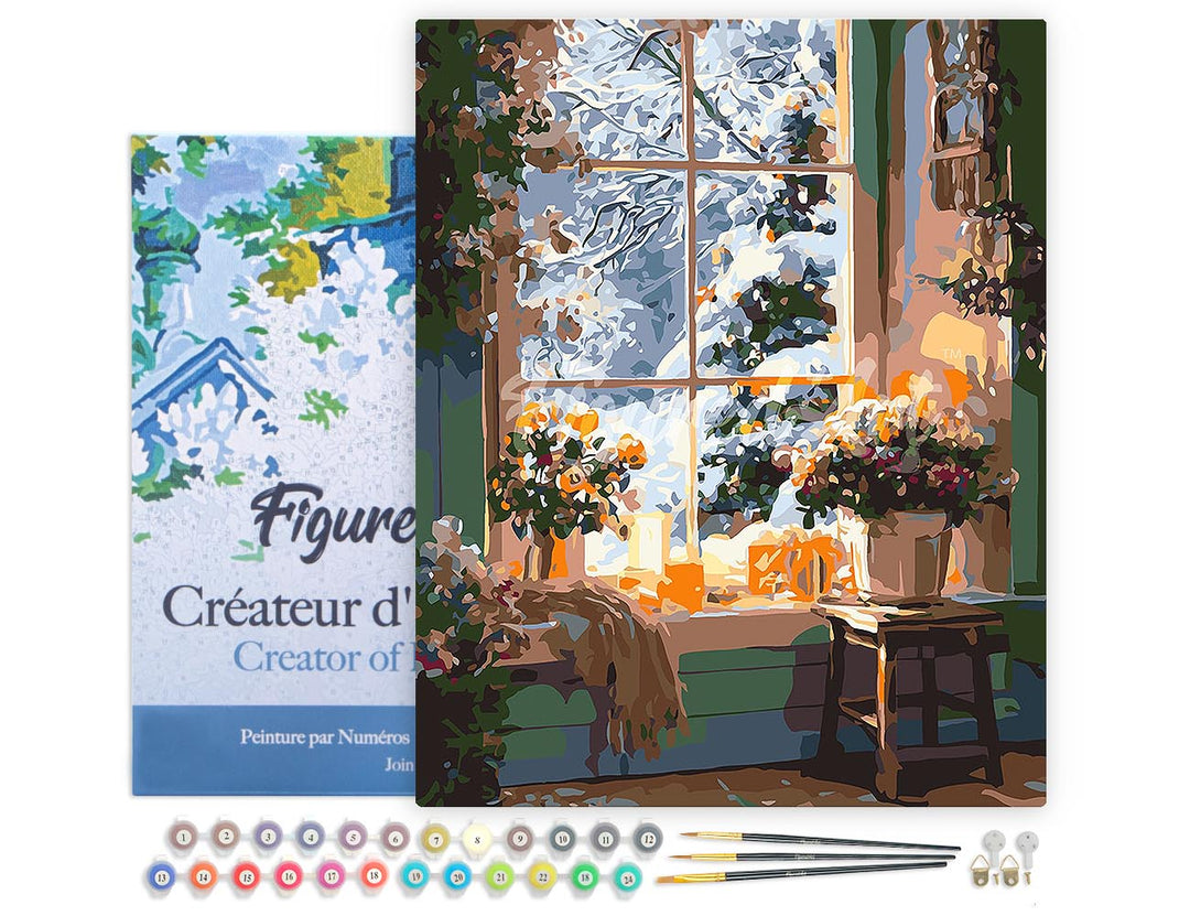 Malen nach Zahlen 40x50cm auf Keilrahmen gespannt Figured’Art Romantischer Winter