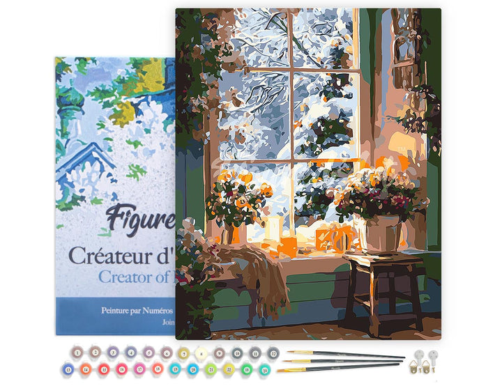 Malen nach Zahlen 40x50cm auf Keilrahmen gespannt Figured’Art Romantischer Winter