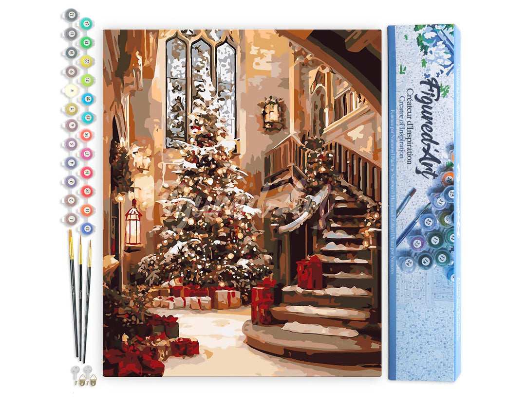 Malen nach Zahlen 40x50cm ohne Keilrahmen Figured’Art Weihnachtshalle 