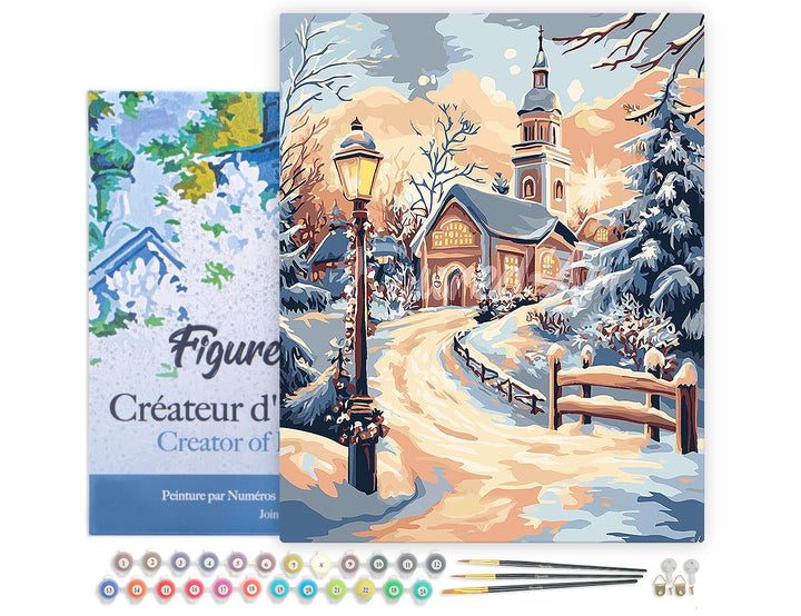 Malen nach Zahlen 40x50cm auf Keilrahmen gespannt Figured’Art Weg zur Kapelle - Kidis Art