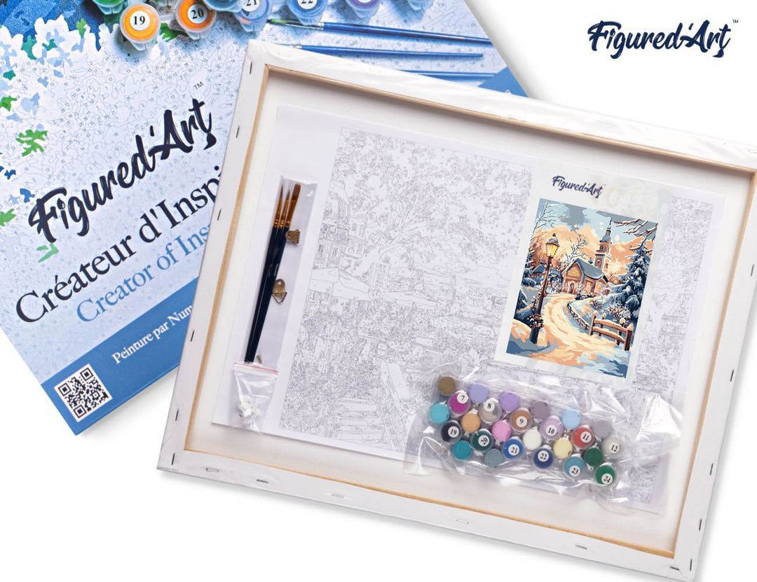 Malen nach Zahlen 40x50cm auf Keilrahmen gespannt Figured’Art Weg zur Kapelle - Kidis Art