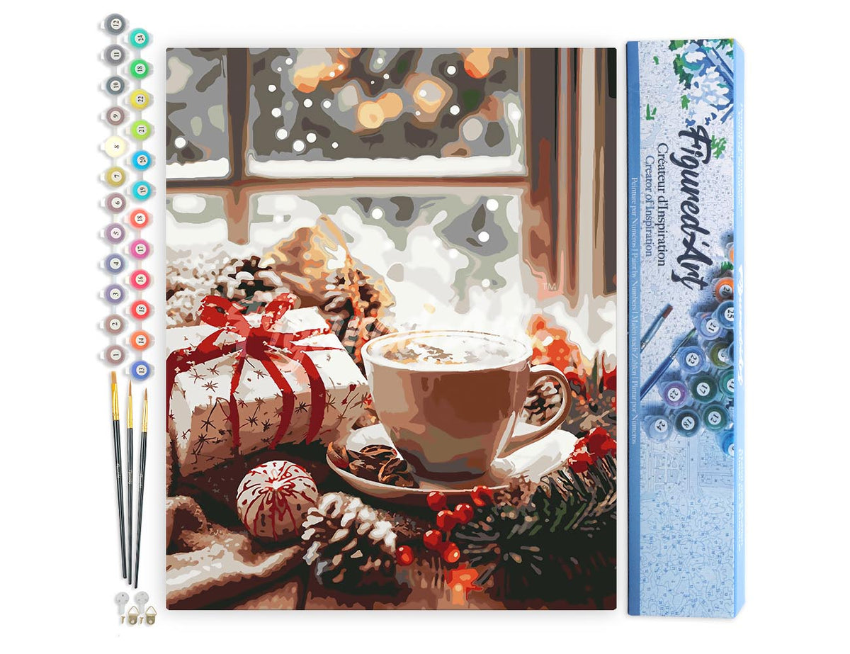 Malen nach Zahlen 40x50cm ohne Keilrahmen Figured’Art Weihnachtskaffeepause - Kidis Art