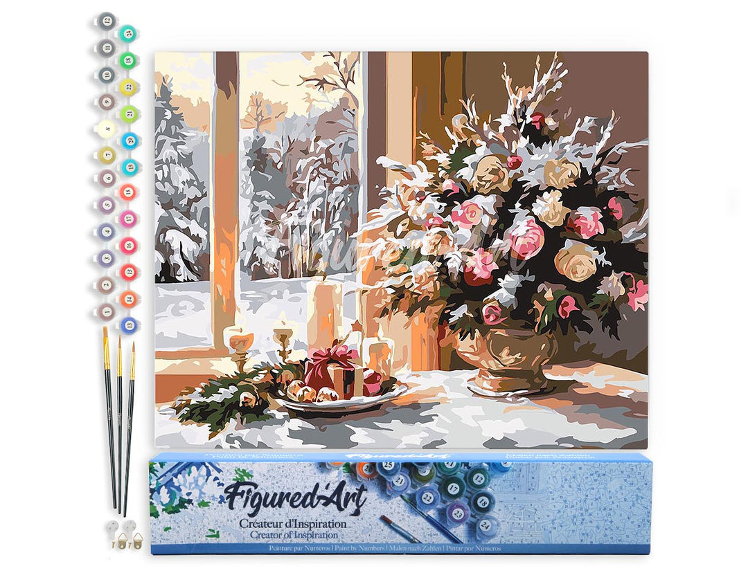 Malen nach Zahlen 40x50cm ohne Keilrahmen Figured’Art Romantischer Heiligabend