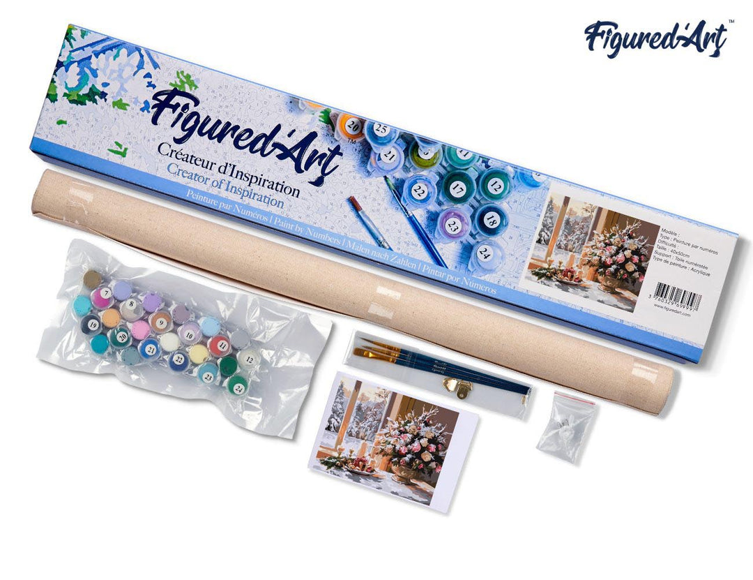 Malen nach Zahlen 40x50cm ohne Keilrahmen Figured’Art Romantischer Heiligabend