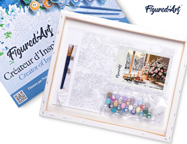 Malen nach Zahlen 40x50cm auf Keilrahmen gespannt Figured’Art Romantischer Heiligabend