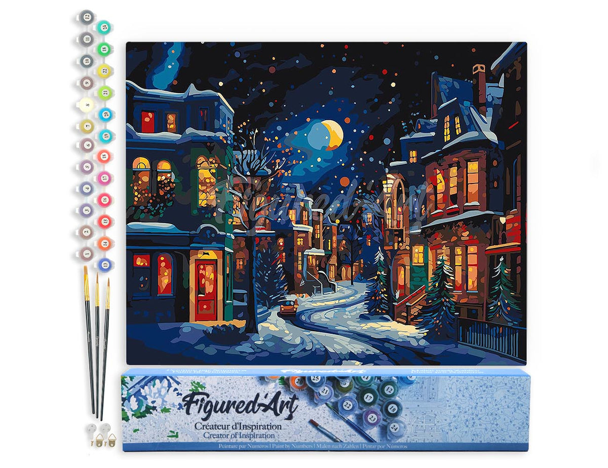 Malen nach Zahlen 40x50cm ohne Keilrahmen Figured’Art Winterhalbmond - Kidis Art