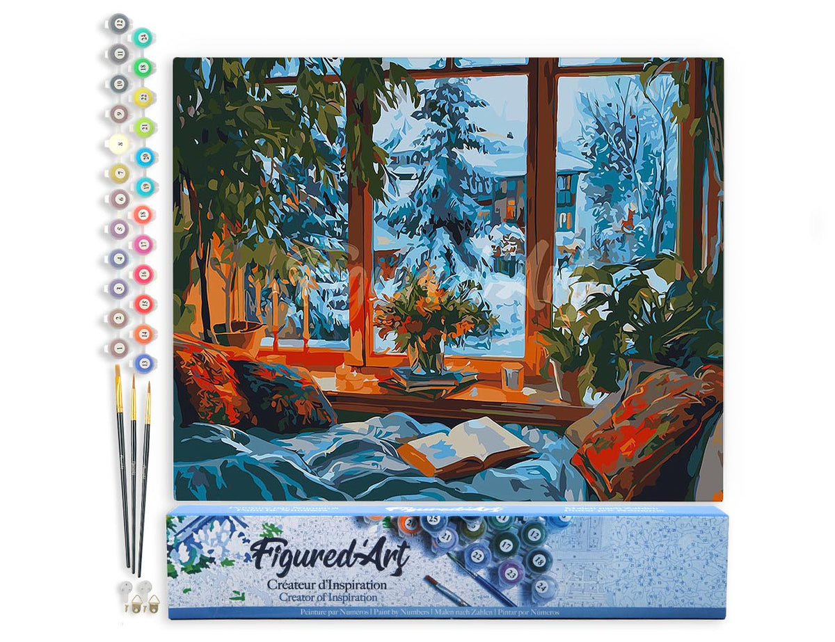 Malen nach Zahlen 40x50cm ohne Keilrahmen Figured’Art Gemütlicher Winterabend - Kidis Art