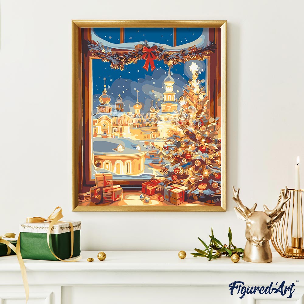 Malen nach Zahlen 40x50cm ohne Keilrahmen Figured’Art Licht der Weihnachtsnacht - Kidis Art