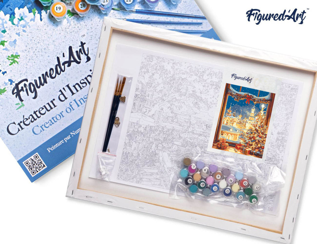 Malen nach Zahlen 40x50cm auf Keilrahmen gespannt Figured’Art Licht der Weihnachtsnacht