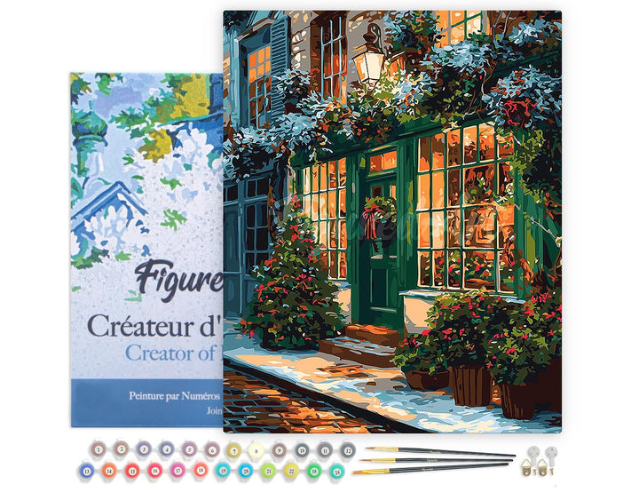 Malen nach Zahlen 40x50cm auf Keilrahmen gespannt Figured’Art Festliche grüne Tür