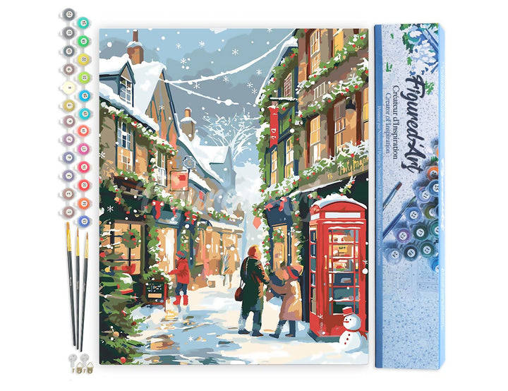 Malen nach Zahlen 40x50cm ohne Keilrahmen Figured’Art Britische Weihnachtsstraße - Kidis Art