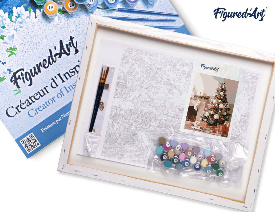 Malen nach Zahlen 40x50cm auf Keilrahmen gespannt Figured’Art Elegantes Weihnachtsdekor