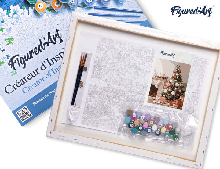 Malen nach Zahlen 40x50cm auf Keilrahmen gespannt Figured’Art Elegantes Weihnachtsdekor