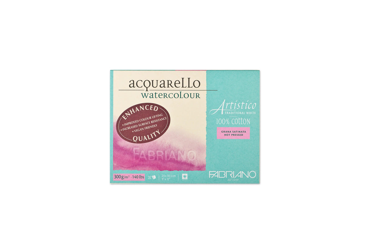 Fabriano Artistico - traditional white - Block - 23x30,5cm - 300g - 20 Blatt - satiniert - Kidis Art