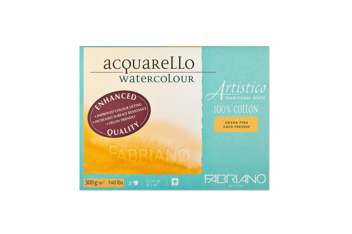 Fabriano Artistico - traditional white - Block - 30,5x45,5cm - 300g - 20 Blatt - fein gekörnt - Kidis Art