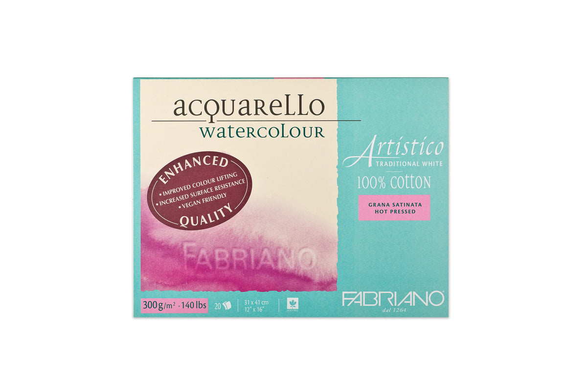 Fabriano Artistico - traditional white - Block - 30,5x45,5cm - 300g - 20 Blatt - satiniert - Kidis Art