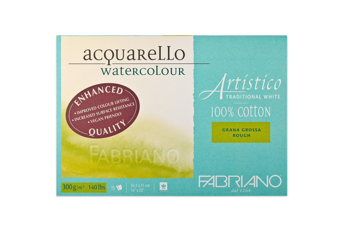 Fabriano Artistico - traditional white - Block - 35,5x51cm - 300g - 15 Blatt - rau - Kidis Art