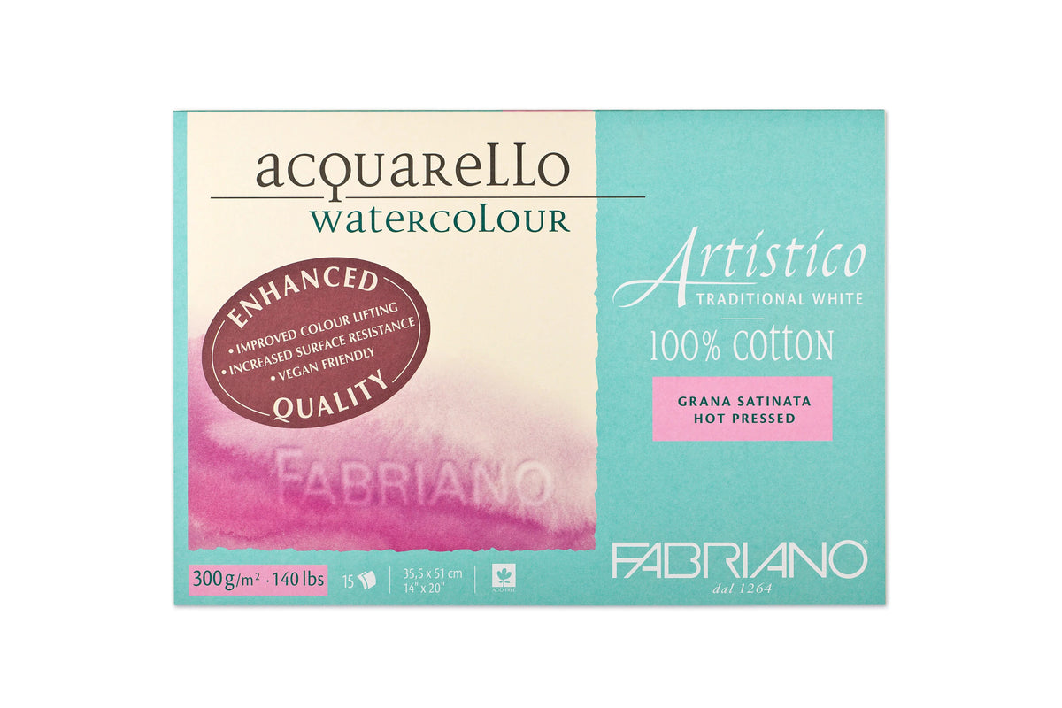 Fabriano Artistico - traditional white - Block - 35,5x51cm - 300g - 15 Blatt - satiniert - Kidis Art