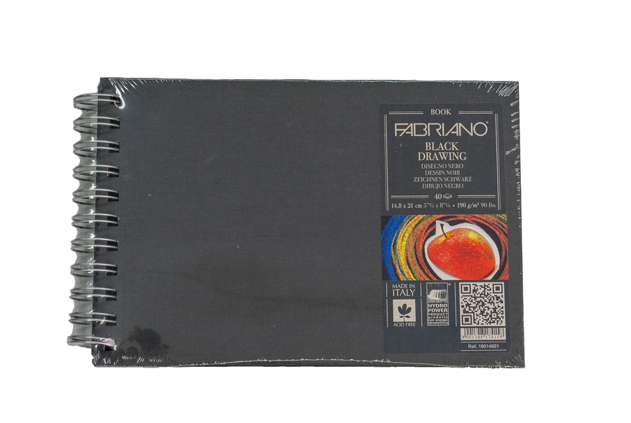 Fabriano Black Drawing Book - 14.8 x 21 cm - 190g - 40 Blatt