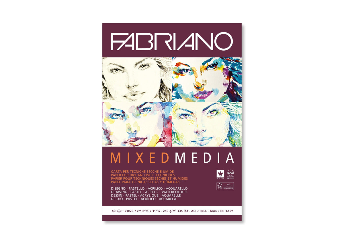 Fabriano Mixed Media Block - A4 - 250g - 40 Blatt - Kidis Art