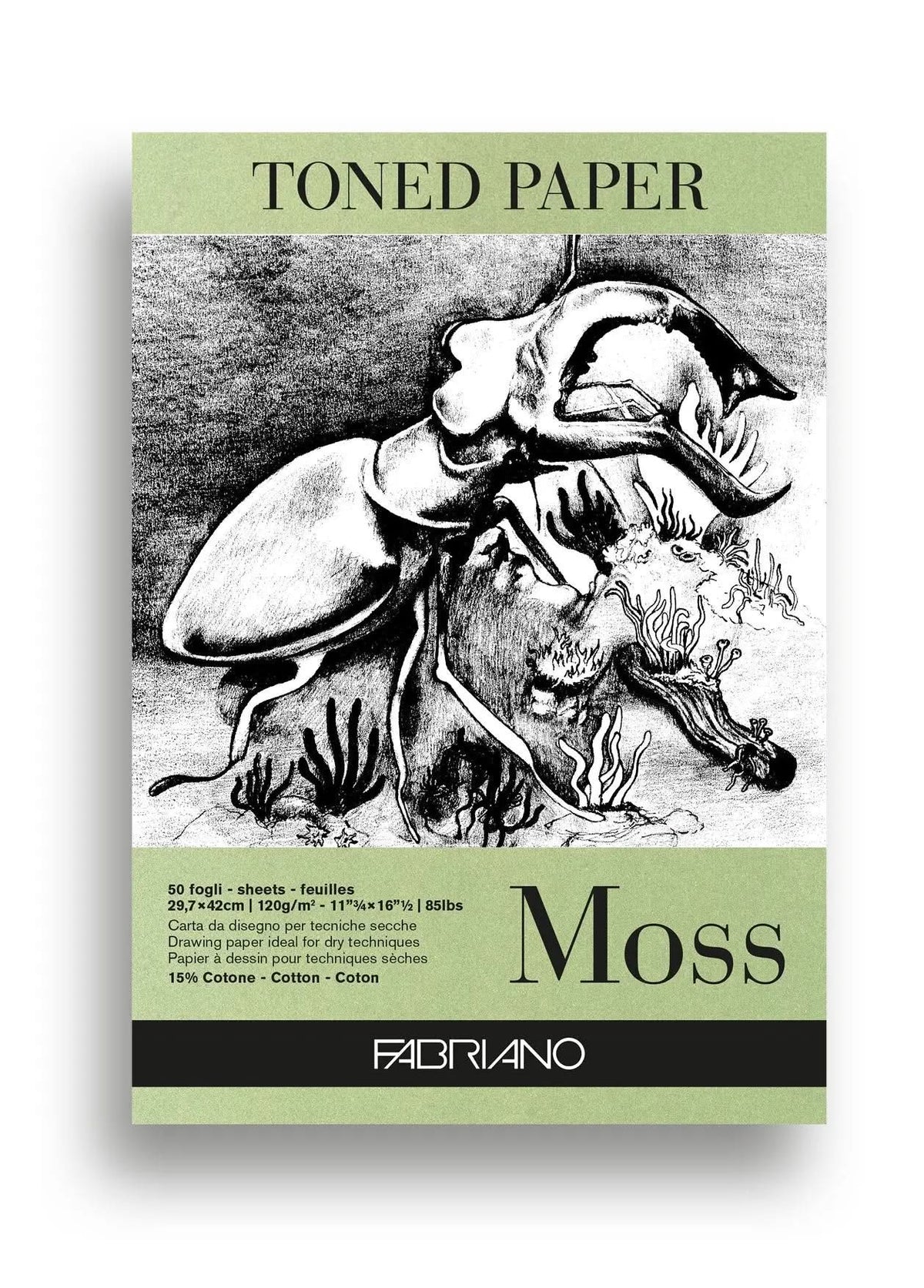 Fabriano Toned Paper Block moss - A3 - 120g - 50 Blatt - Kidis Art