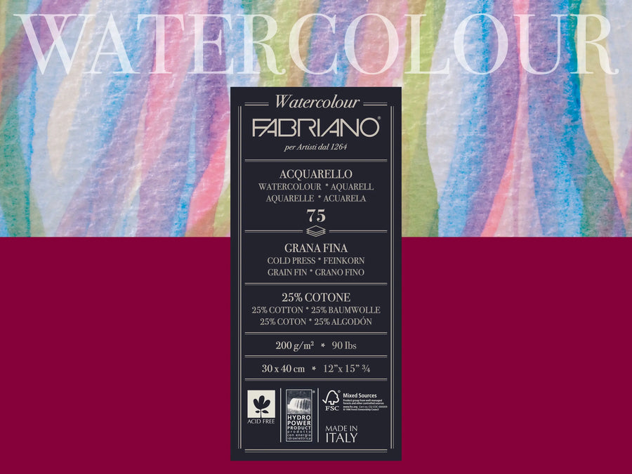 Fabriano Watercolour cold pressed Block - 30x40cm - 200g - 75 Blatt